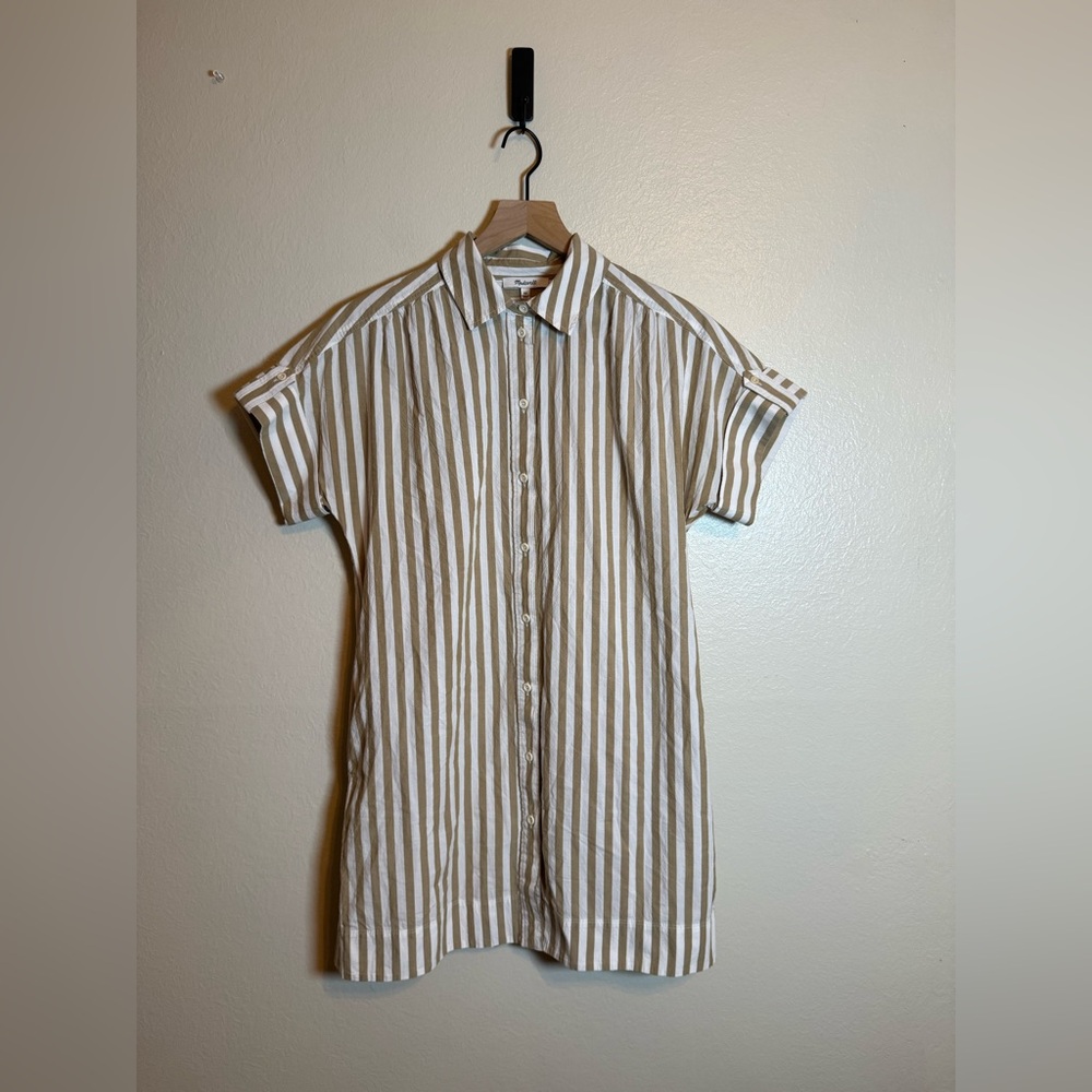 Madewell Collared Button-Front Mini Shirtdress St… - image 2
